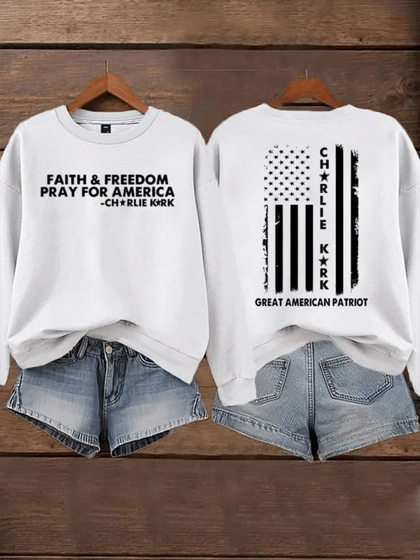 Charlie Kirk Sweatshirt Faith And Freedom Pray For America TPUSA Merch Gift For Patriots