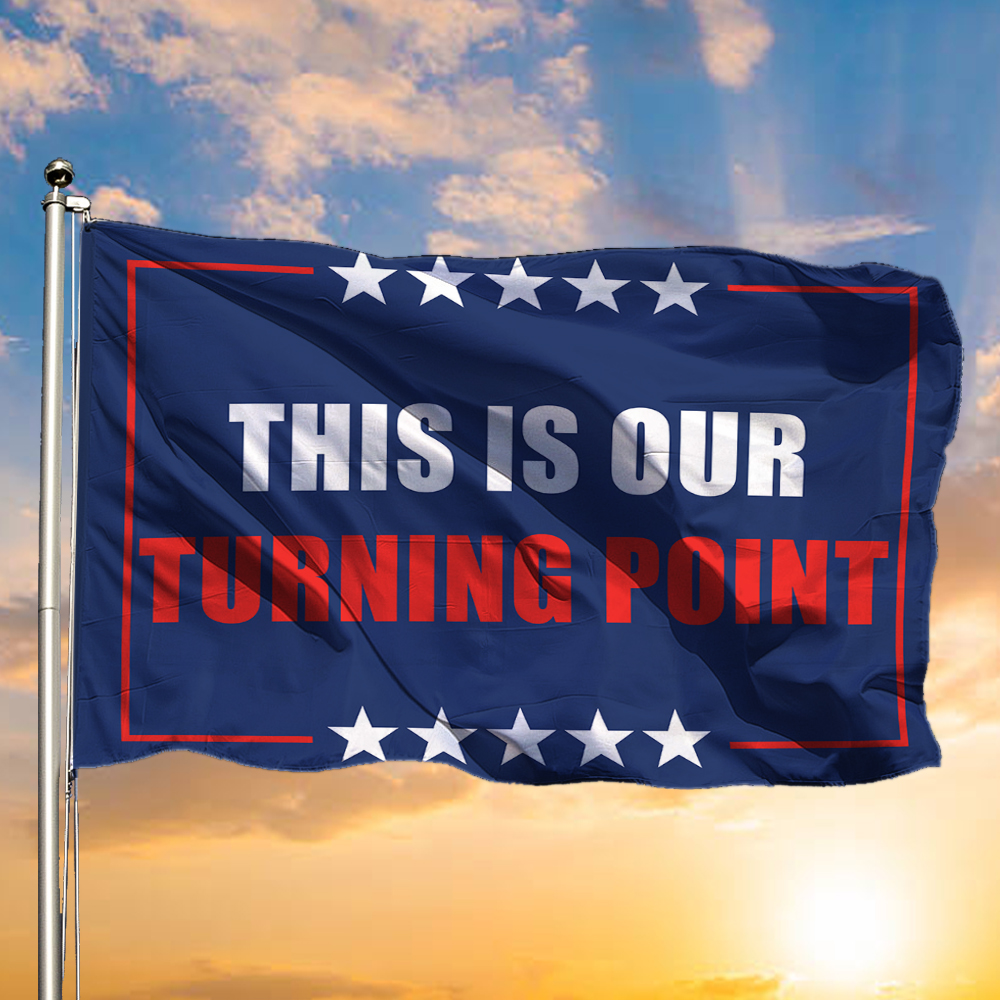 Charlie Kirk This Is Our Turning Point Flag TPUSA Merch Gifts For Outside Decor