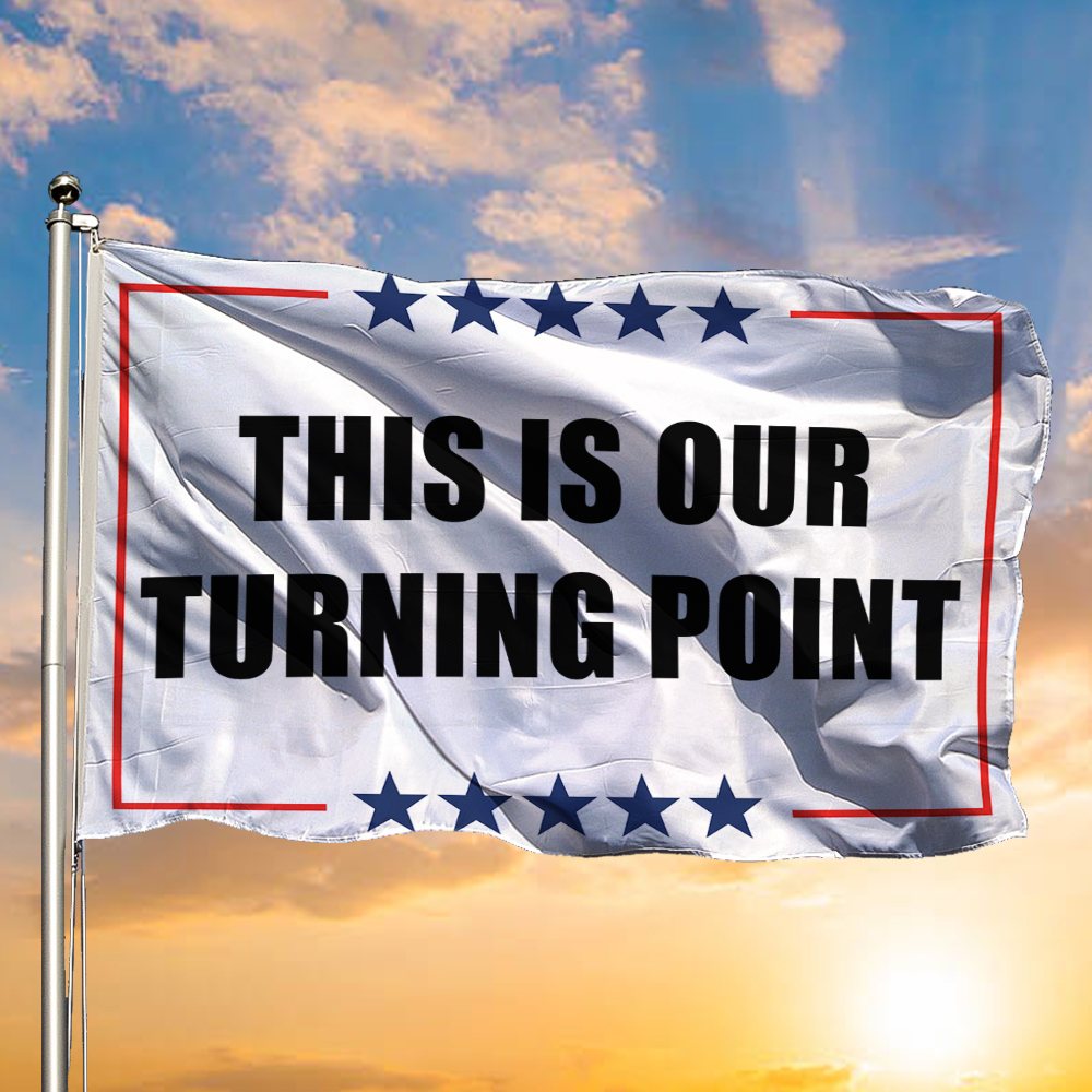 Charlie Kirk This Is Our Turning Point Flag TPUSA Merch Gifts For Outside Decorations