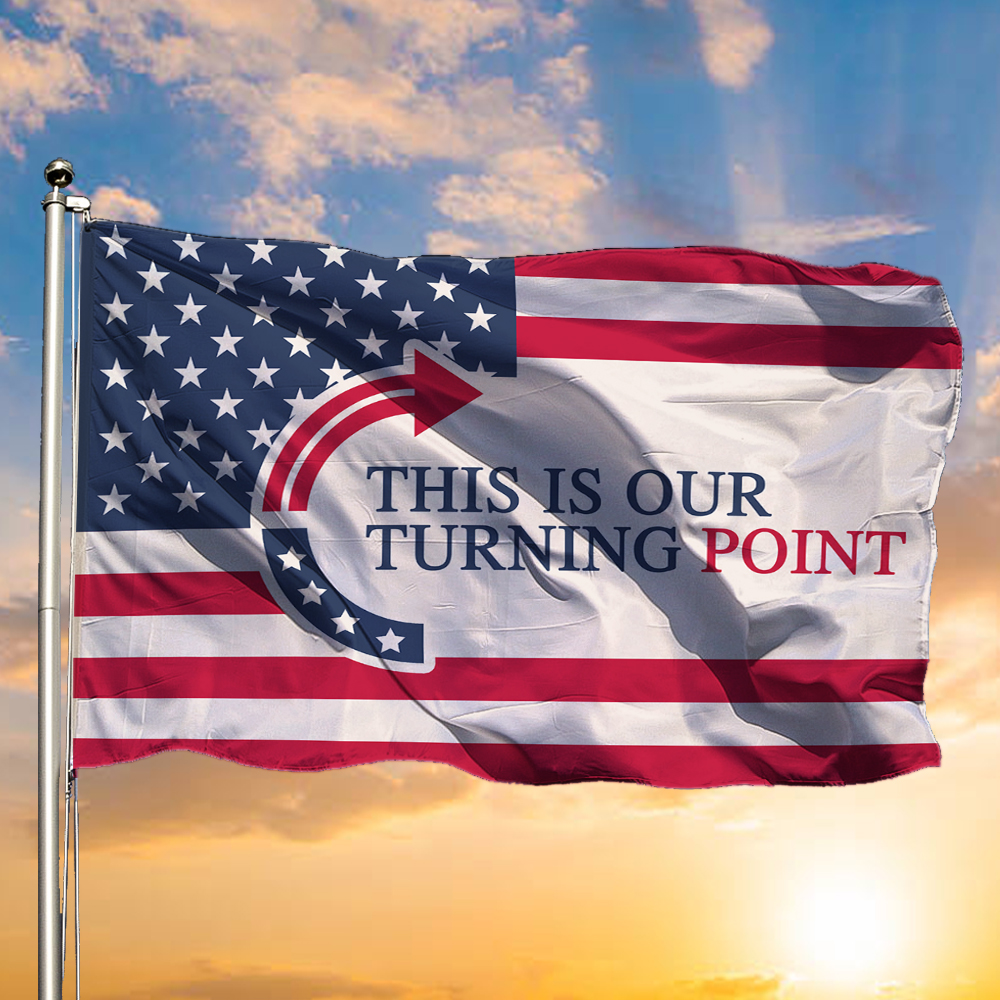 Charlie Kirk This Is Our Turning Point Flag TPUSA Merch Proud Outside Decorations Gifts