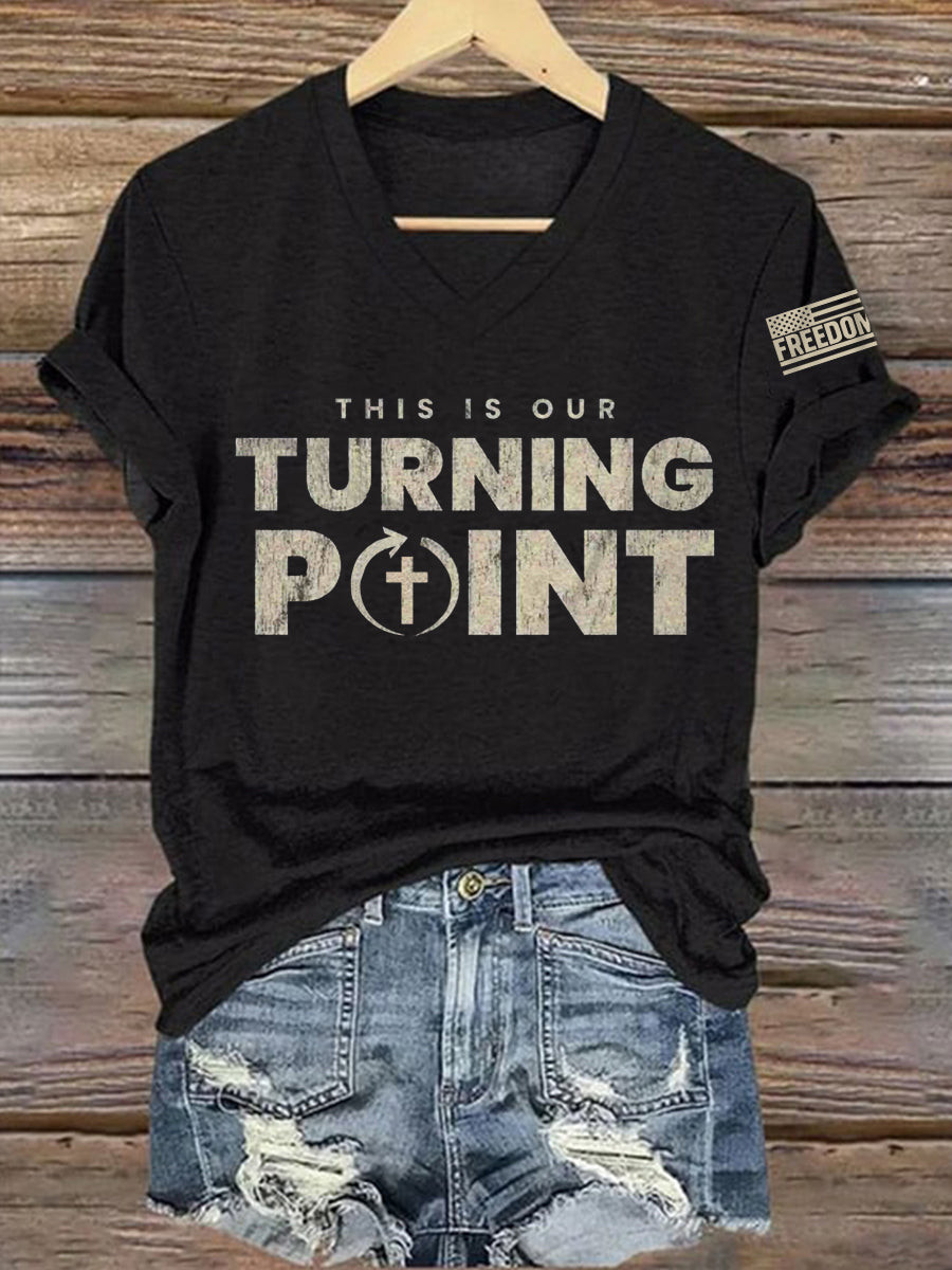 Charlie Kirk This Is Our Turning Point Freedom V-Neck Shirt Justice For Charlie Kirk Gifts