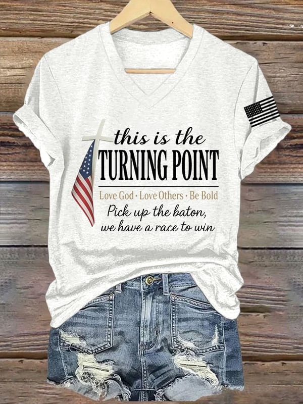 Charlie Kirk This Is The Turning Point V-neck Shirt Love God Love Others Be Bold Gifts For Her
