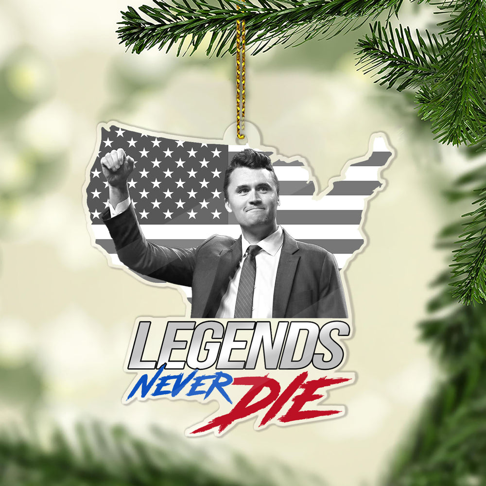 Charlie Kirk TPUSA Acrylic Christmas Ornament Legend Never Dies Proud Christmas Decoration