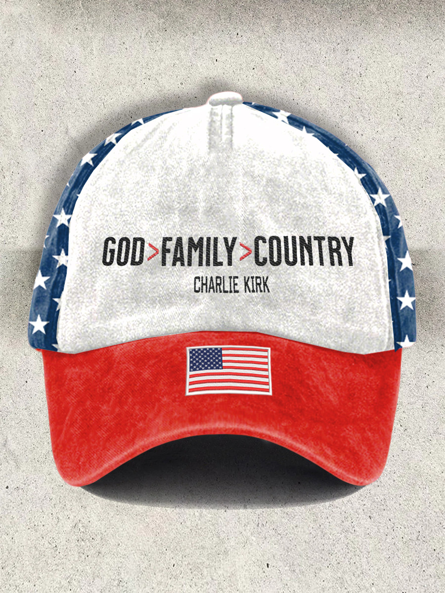 Charlie Kirk TPUSA Freedom Merch God Family Country Cool Memorial Baseball Cap