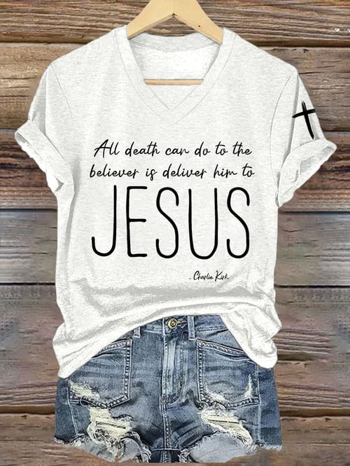 Charlie Kirk TPUSA Merch V-neck Shirt Deliver Him To Jesus RIP Charlie 86-45 Shirt
