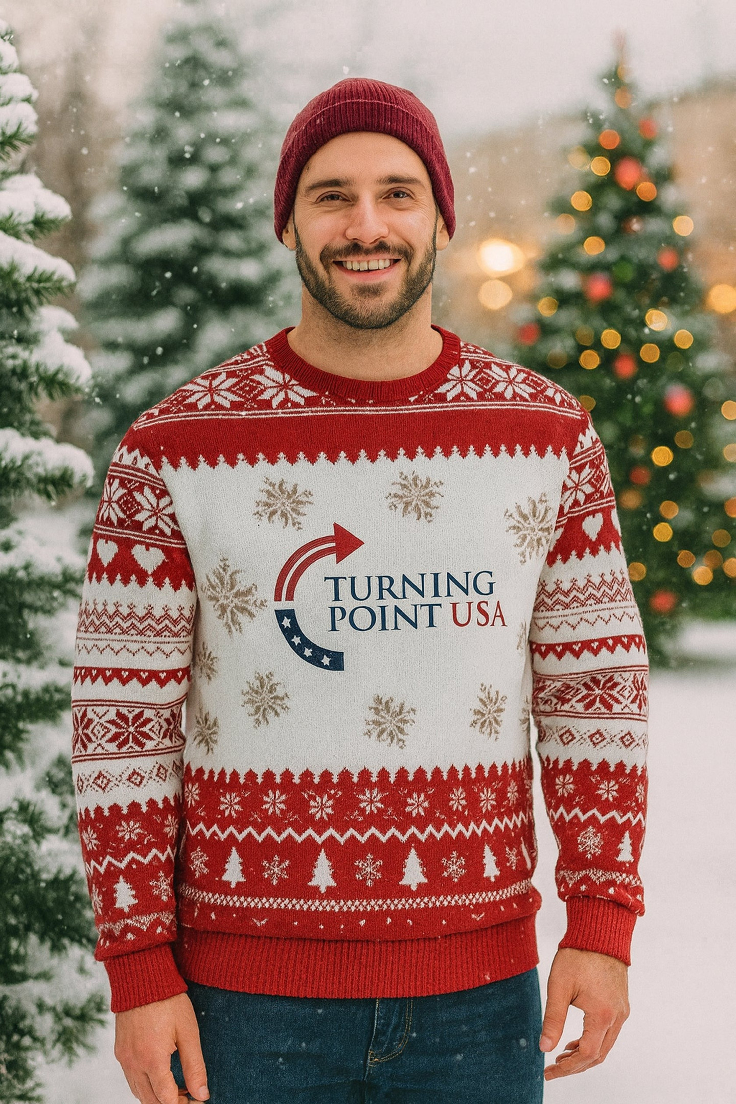 Charlie Kirk TPUSA Ugly Xmas Sweater Turning Point USA Proud Charlie Kirk Christmas Clothing