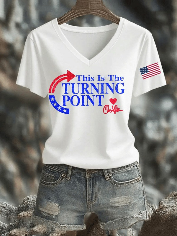 Charlie Kirk TPUSA V-neck Shirt This Is The Turning Point Signed Charlie Kirk Tribute Shirt