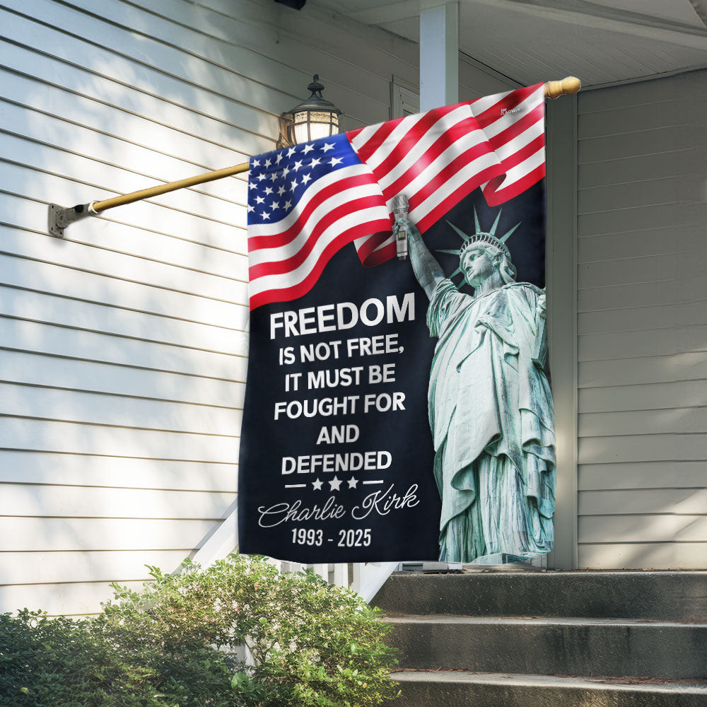 Charlie Kirk Tribute Flag Liberty Statue Freedom Is Not Free Patriotic American Decorations