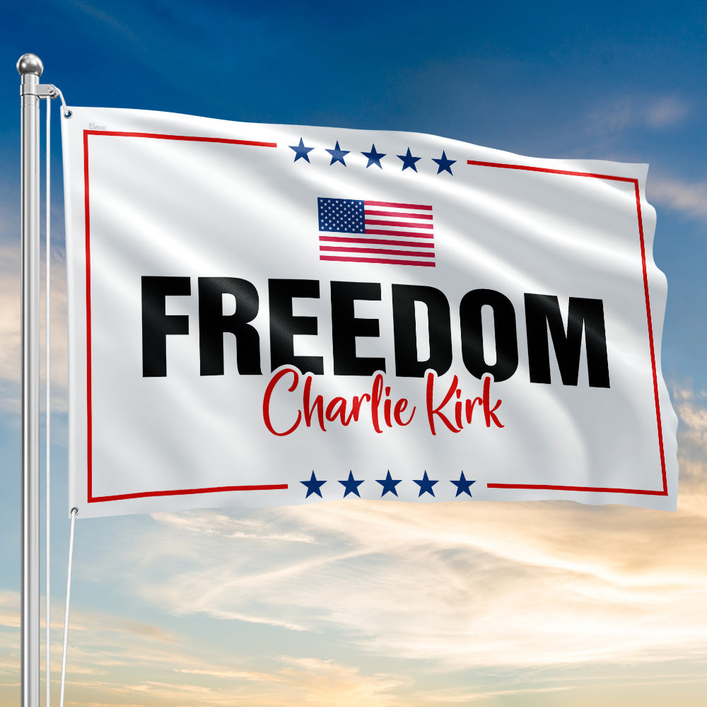 Charlie Kirk Tribute Flag Memorial American Freedom Grommet Flag Best Decorations