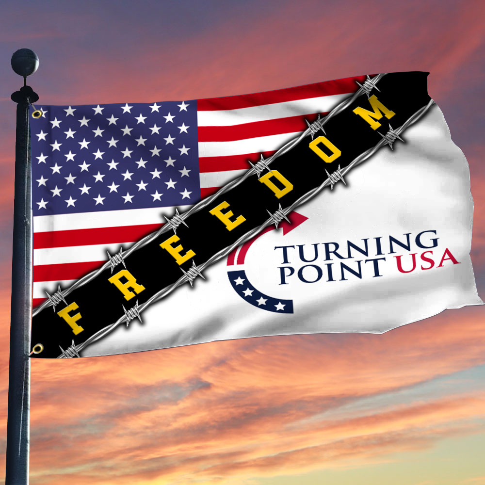 Charlie Kirk Turning Point Flag TPUSA Freedom U.S Red Thin Flag Charlie Kirk 47 Merch
