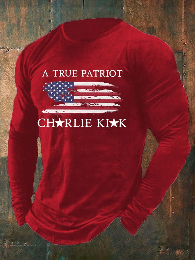 Charlie Kirk Turning Point Long Sleeve Shirt A True Patriot U.S Flag Charlie Kirk 47 Merch