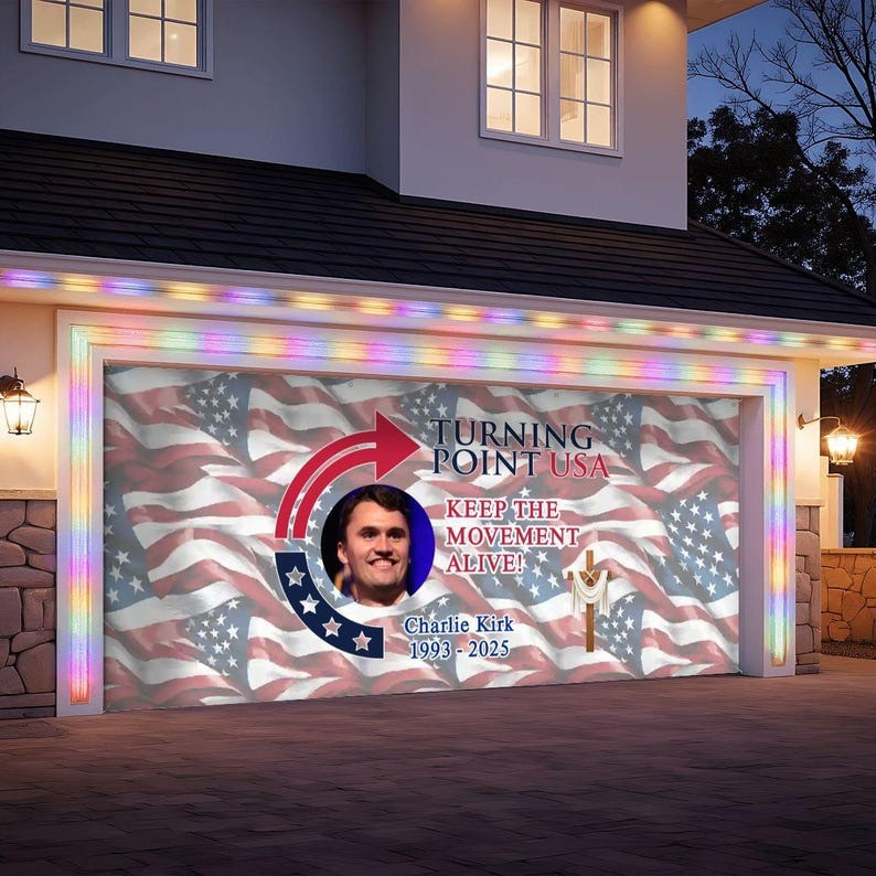 Charlie Kirk Turning Point USA Banner Keep The Movement Alive 1993 2025 Memorial Gifts
