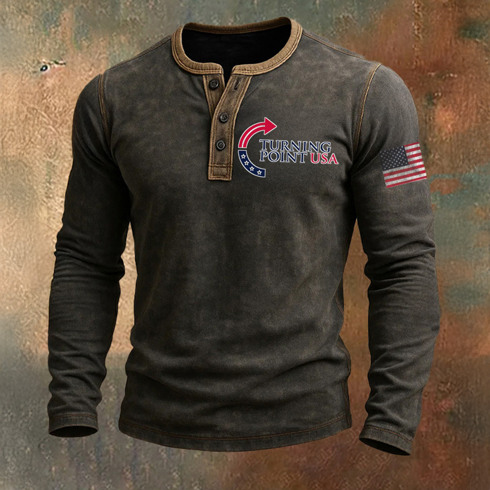 Charlie Kirk Turning Point USA Button Long Sleeve Shirt Charlie Kirk Memorial Clothing