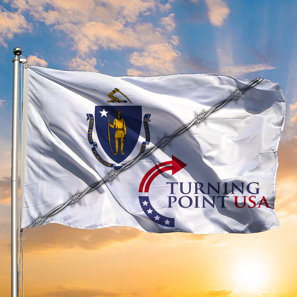 Charlie Kirk Turning Point USA Flag Bay State Freedom TPUSA Freedom Merch For Outside Decor