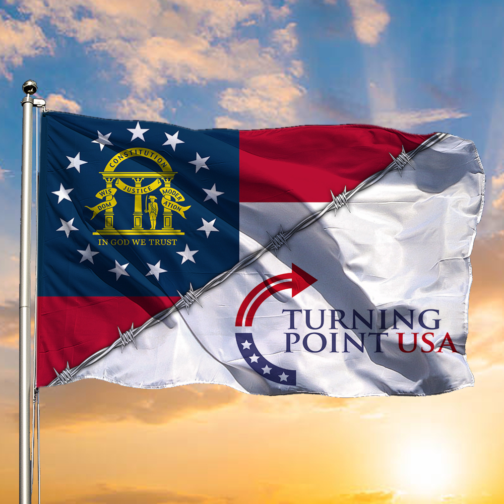 Charlie Kirk Turning Point USA Flag Make Charlie Proud Peach State Patriot Flag For Decor