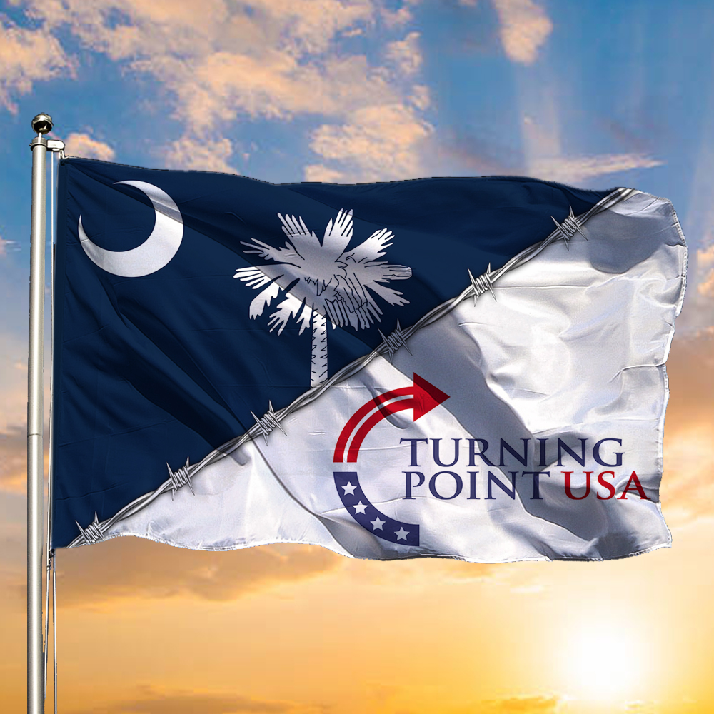 Charlie Kirk Turning Point USA Flag Palmetto Freedom Make Freedom Great Again Proud Decor