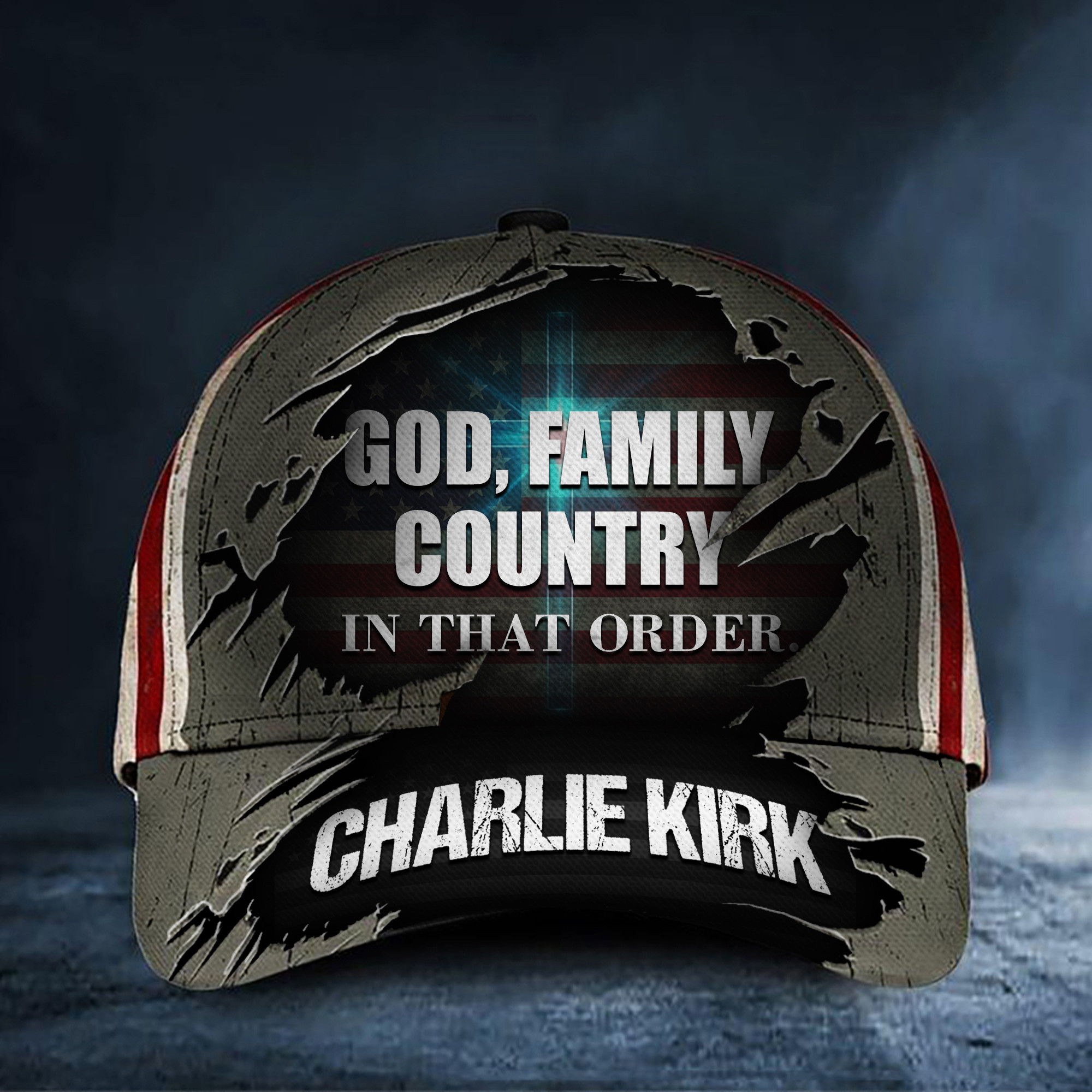 Charlie Kirk USA Cross Shape Hat God Family Country One Nation Under God Unique Baseball Cap