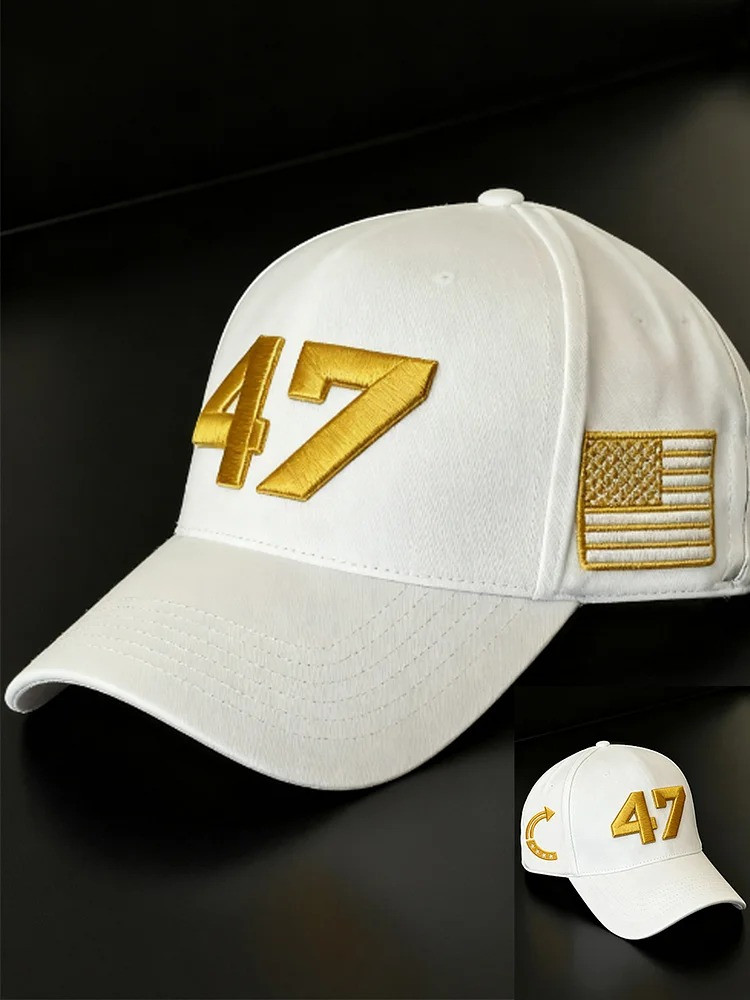 Charlie Kirk White Hat Gold 47 Turning Point American Trump Souvenir Embroidered Hat Gift For Supporters