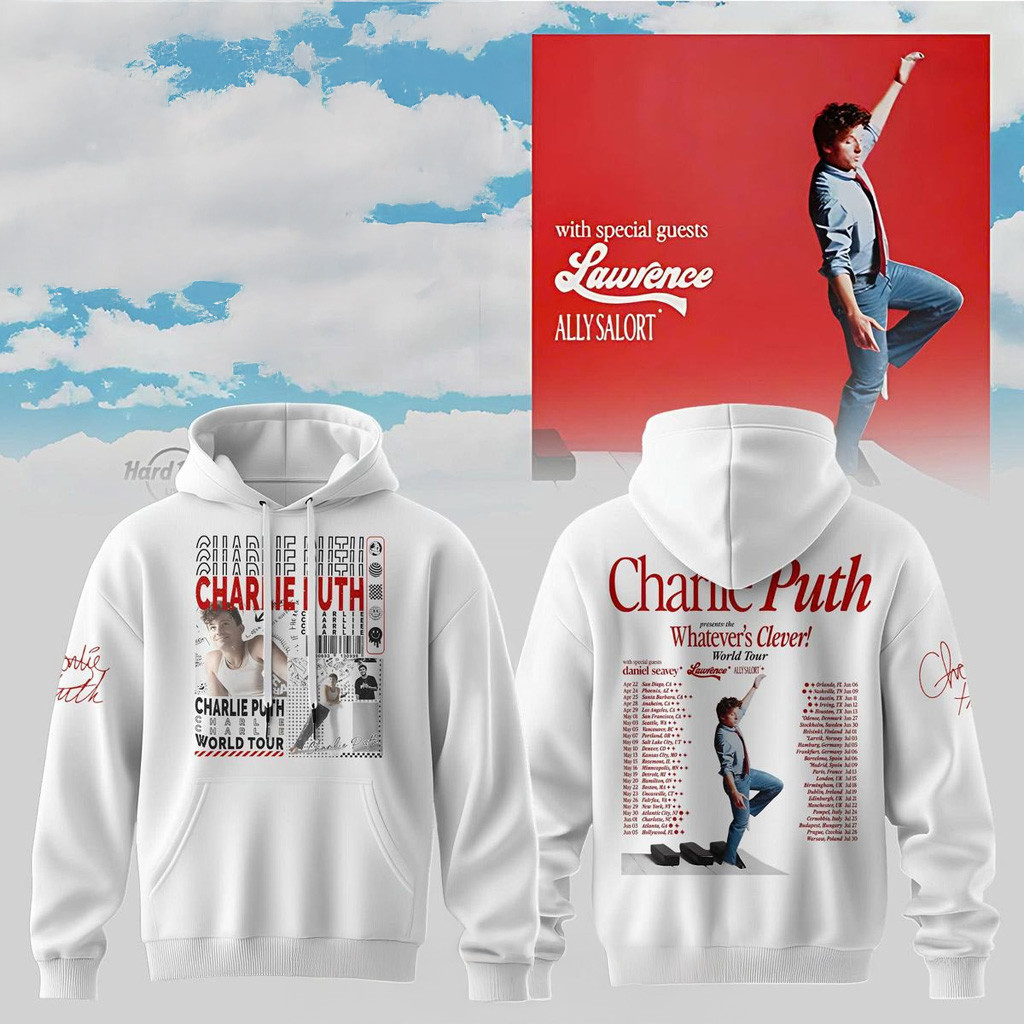 Charlie Puth Whatever's Clever World Tour 2026 Hoodie Charlie Puth Merch Gift Ideas For Husband