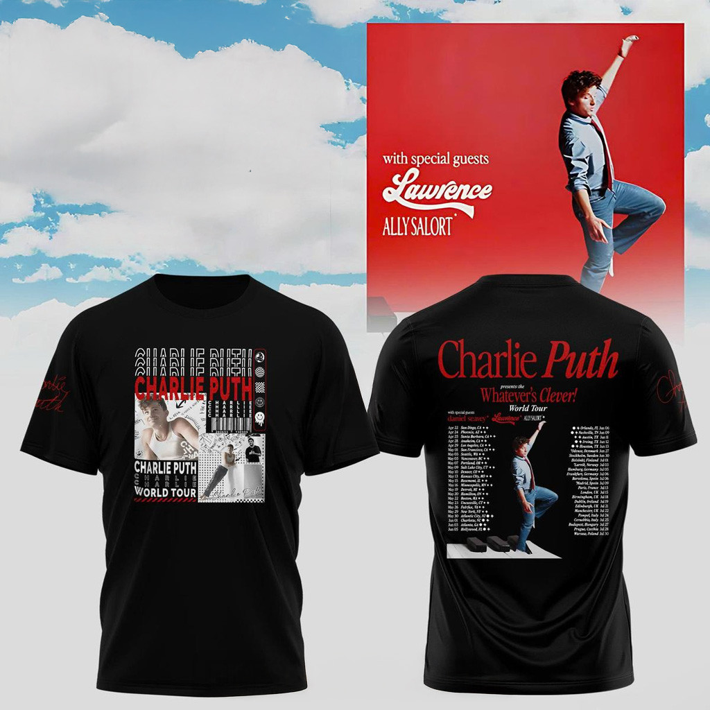 Charlie Puth Whatever's Clever World Tour 2026 T-Shirt Charlie Puth Merch Music Fans Gifts Charlie Puth Whatever's Clever World Tour 2026 T-Shirt Charlie Puth Merch Music Fans Gifts