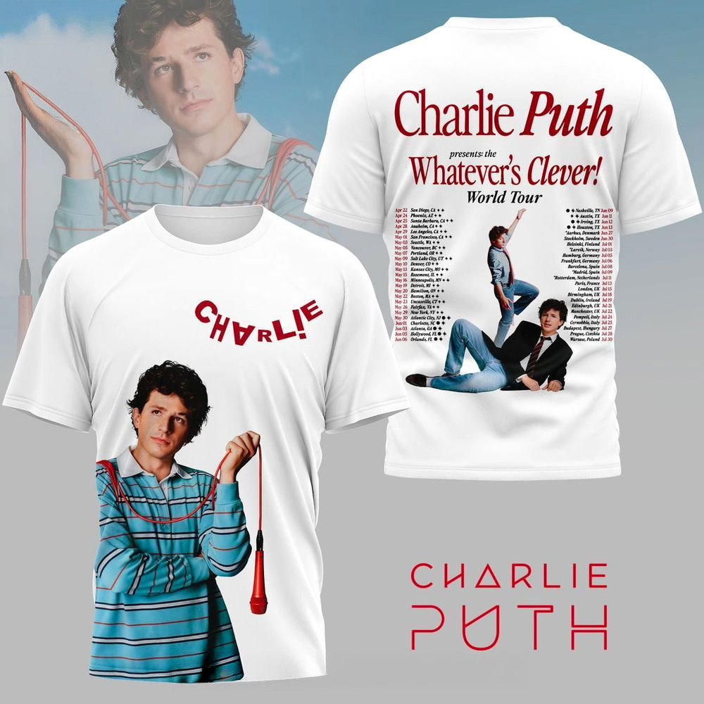 Charlie Puth Whatever's Clever World Tour T-Shirt Charlie Puth Merch Gifts For Fans