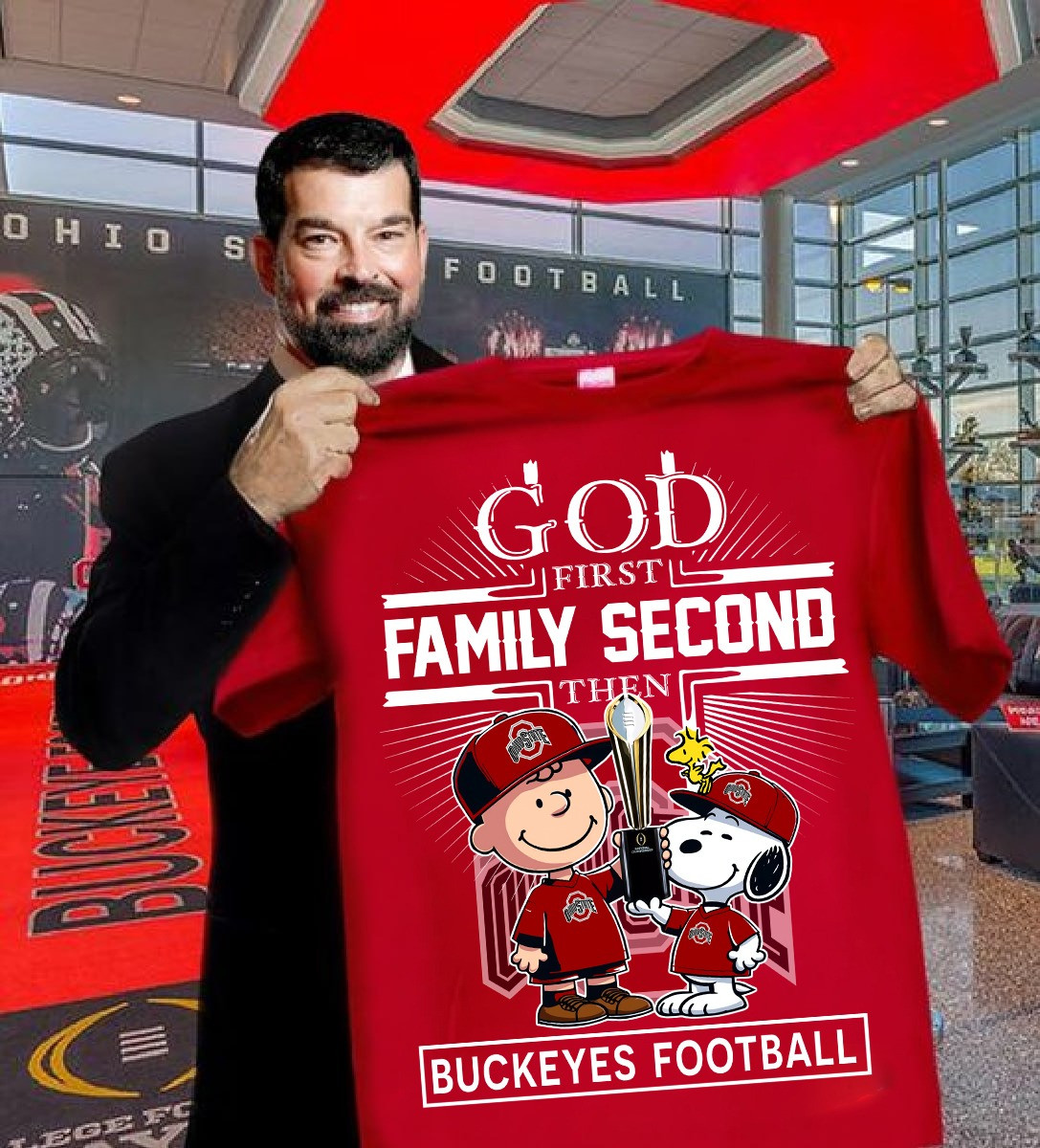 Charlie Snoopy God First Family Second Then Buckeyes Shirt Ohio State National Champions