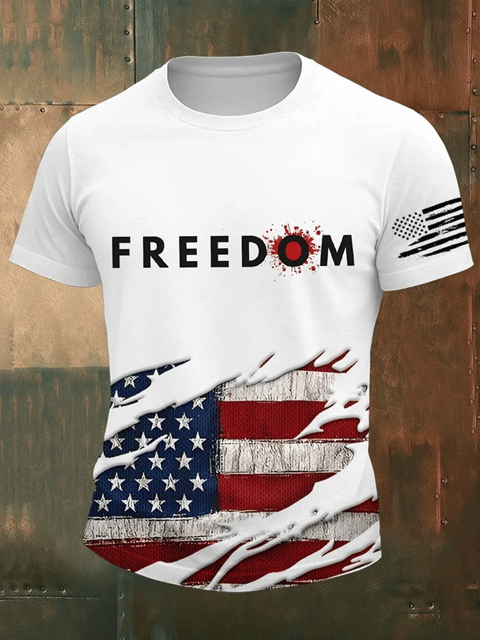 Charlir Kirk Freedom American A True Patriot Print Short Sleeve T-Shirt Gift For Amrica