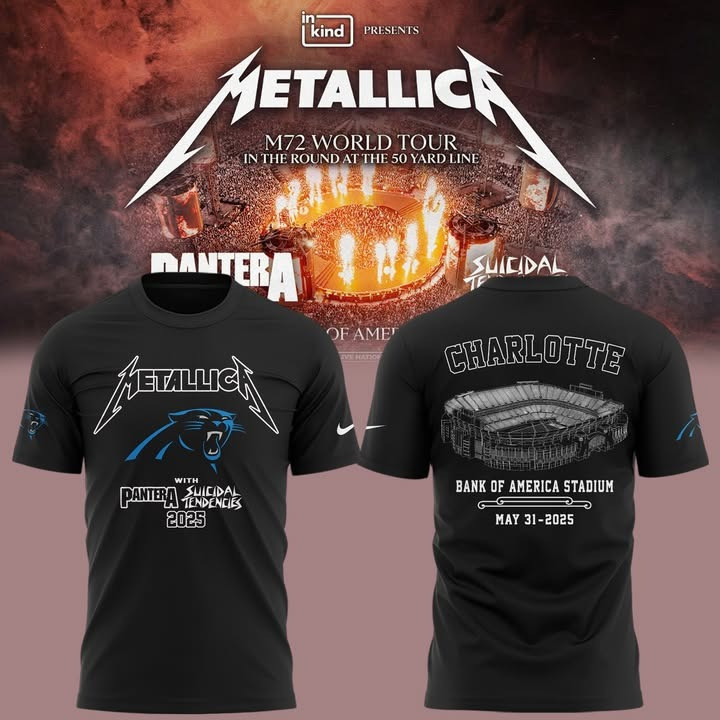 Charlotte Metallica 2025 T-Shirt M72 World Tour Bank Of America Stadium Merch