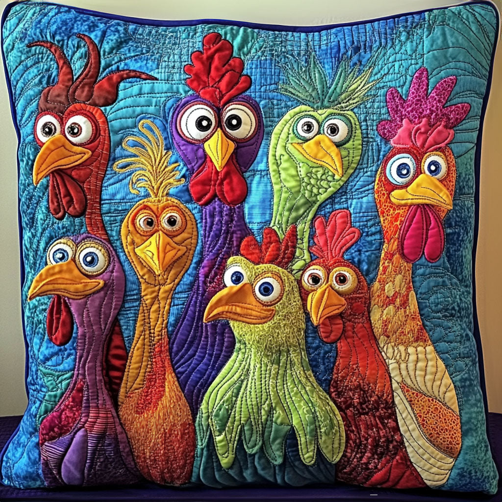 Charming Chickens Quilted Pillow Case Best Throw Pillow Covers Presents For Chicken Lovers