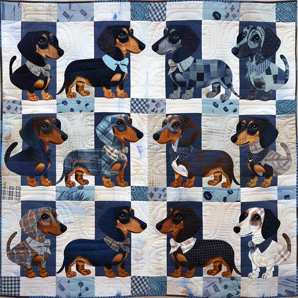 Charming Dachshunds Quilted Blanket Great Dog Christmas Gifts