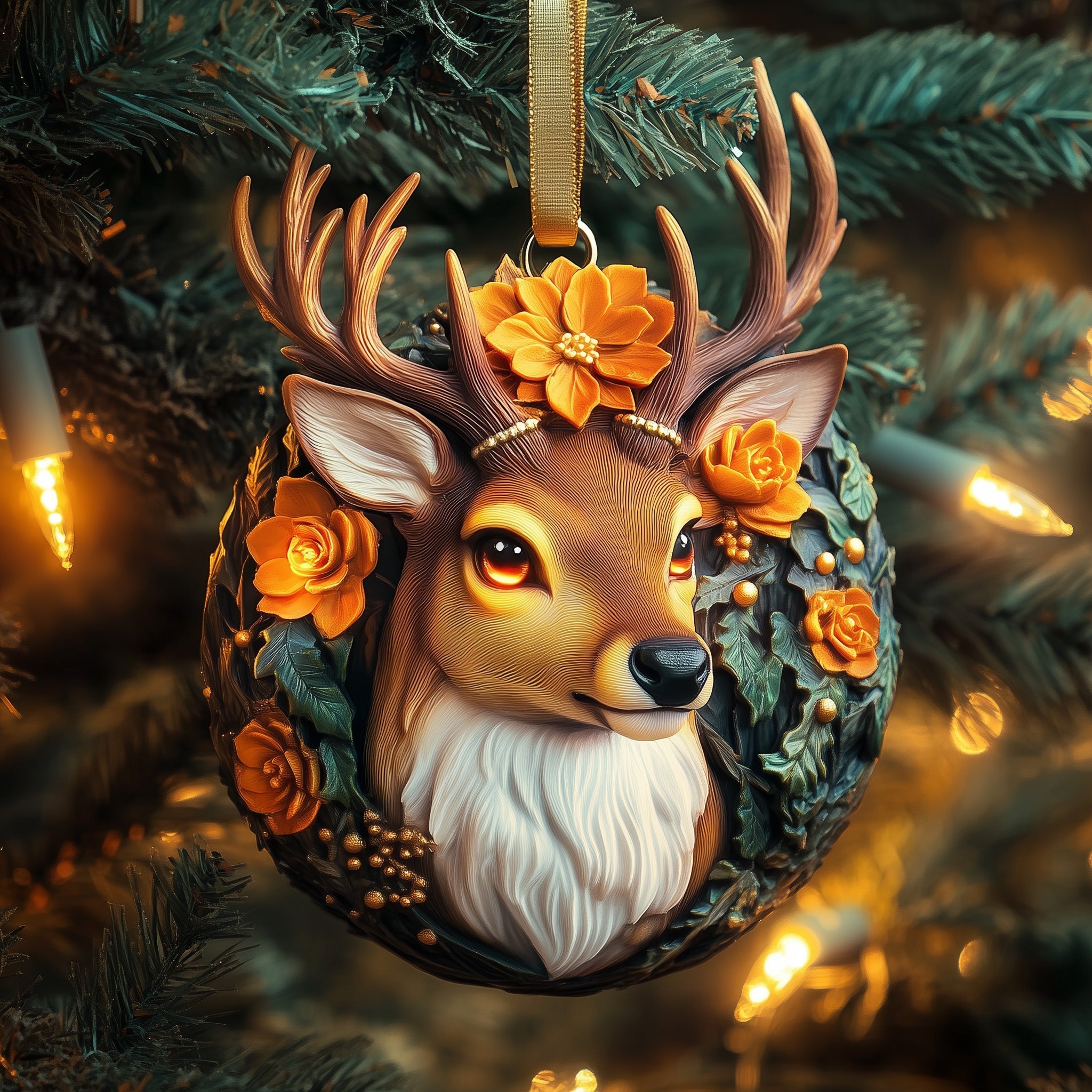 Charming Deer Acrylic Ornament Family Christmas Ornament