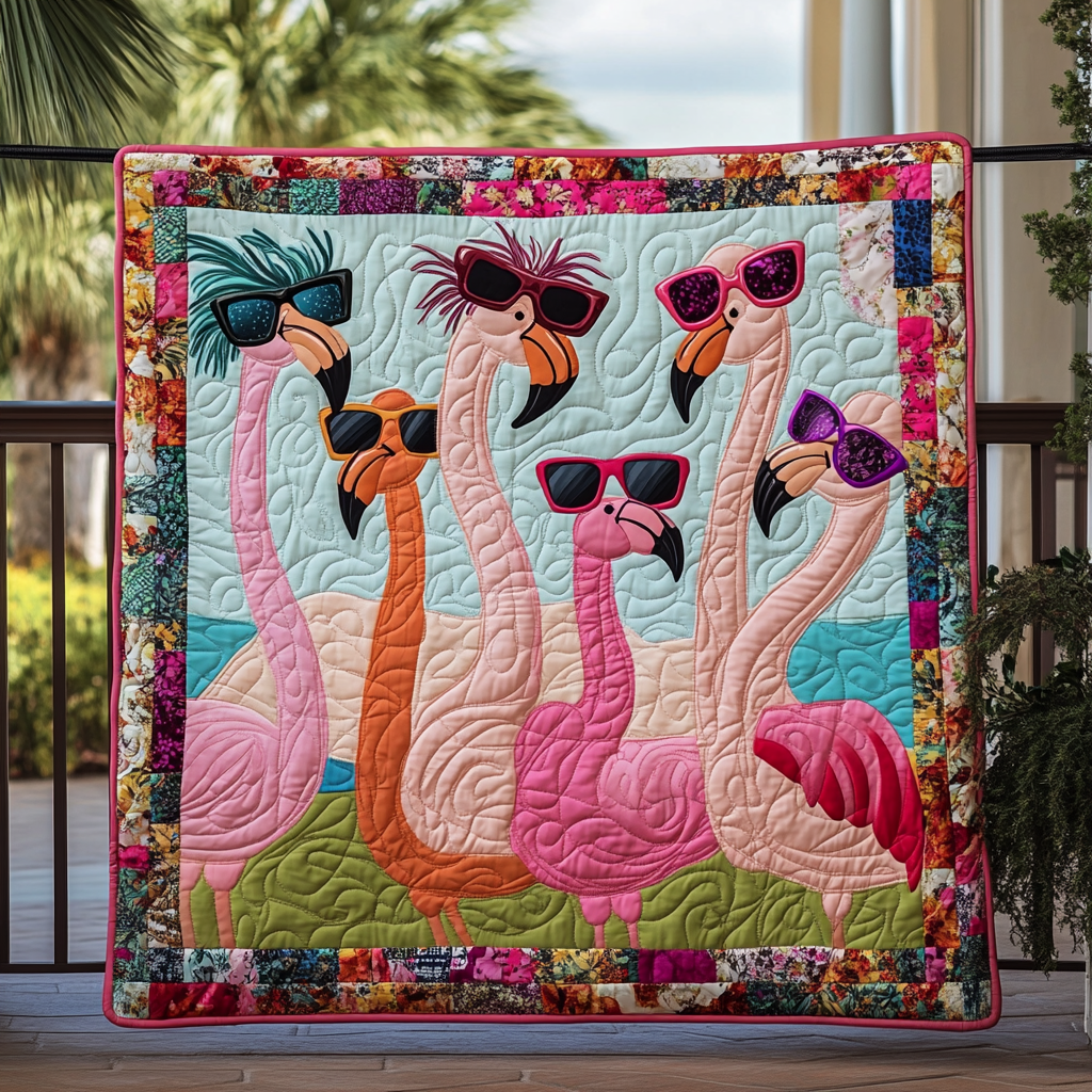 Charming Flamingo Quilted Blanket Flamingo Gifts For Her