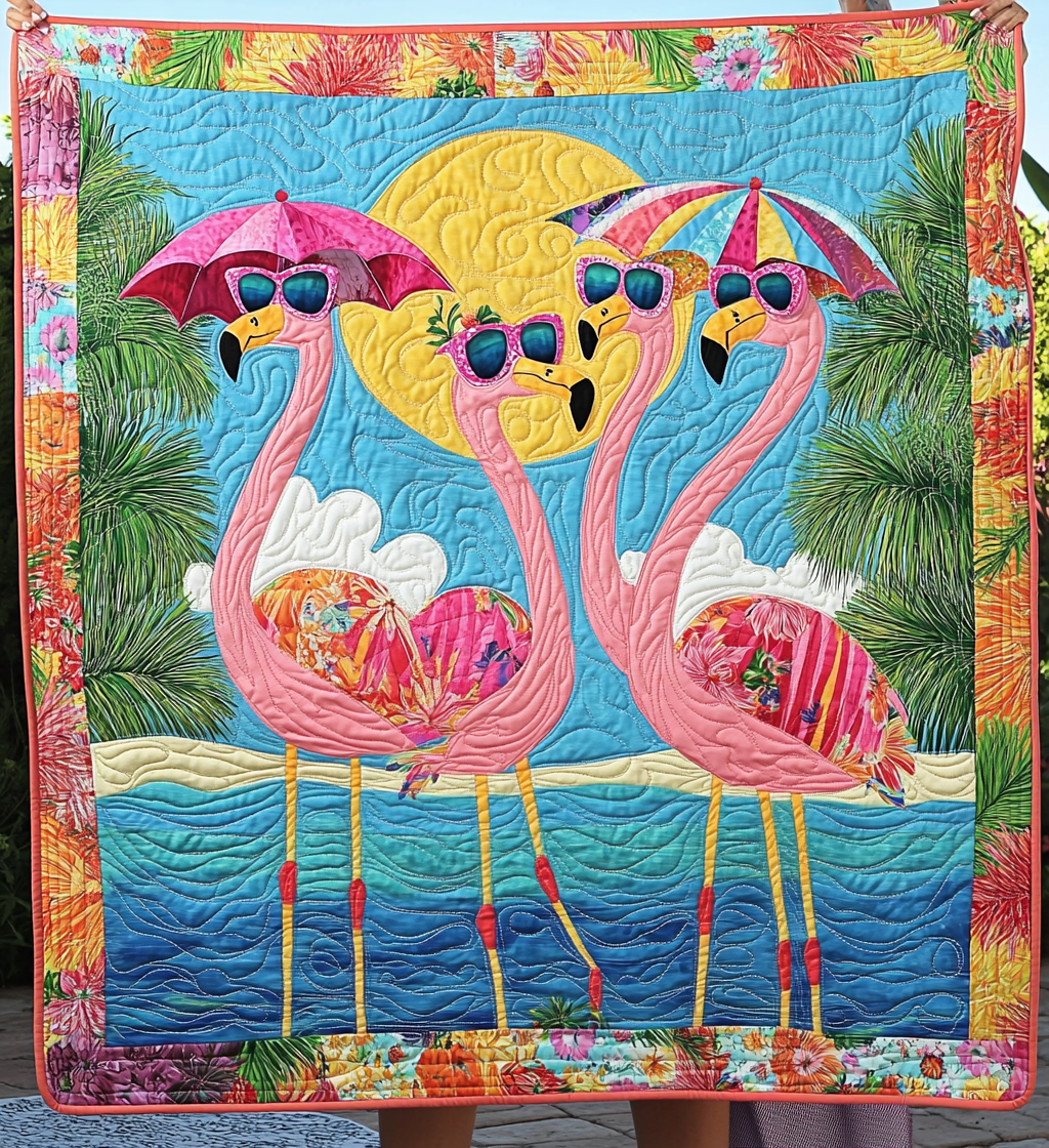 Charming Flamingo Quilted Blanket Flamingo Gifts For Her