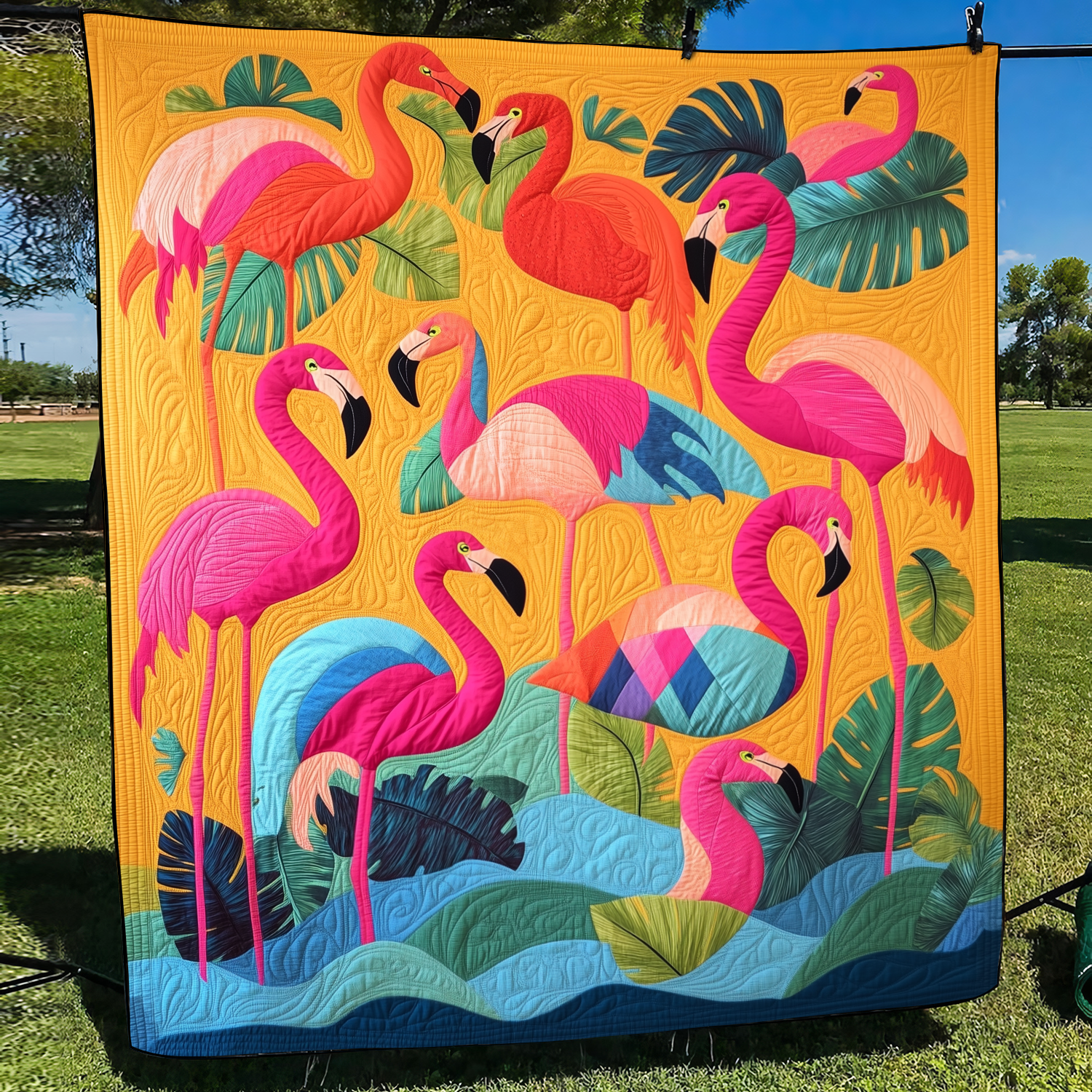 Charming Flamingo Quilted Blanket Flamingo Gifts For Ladies