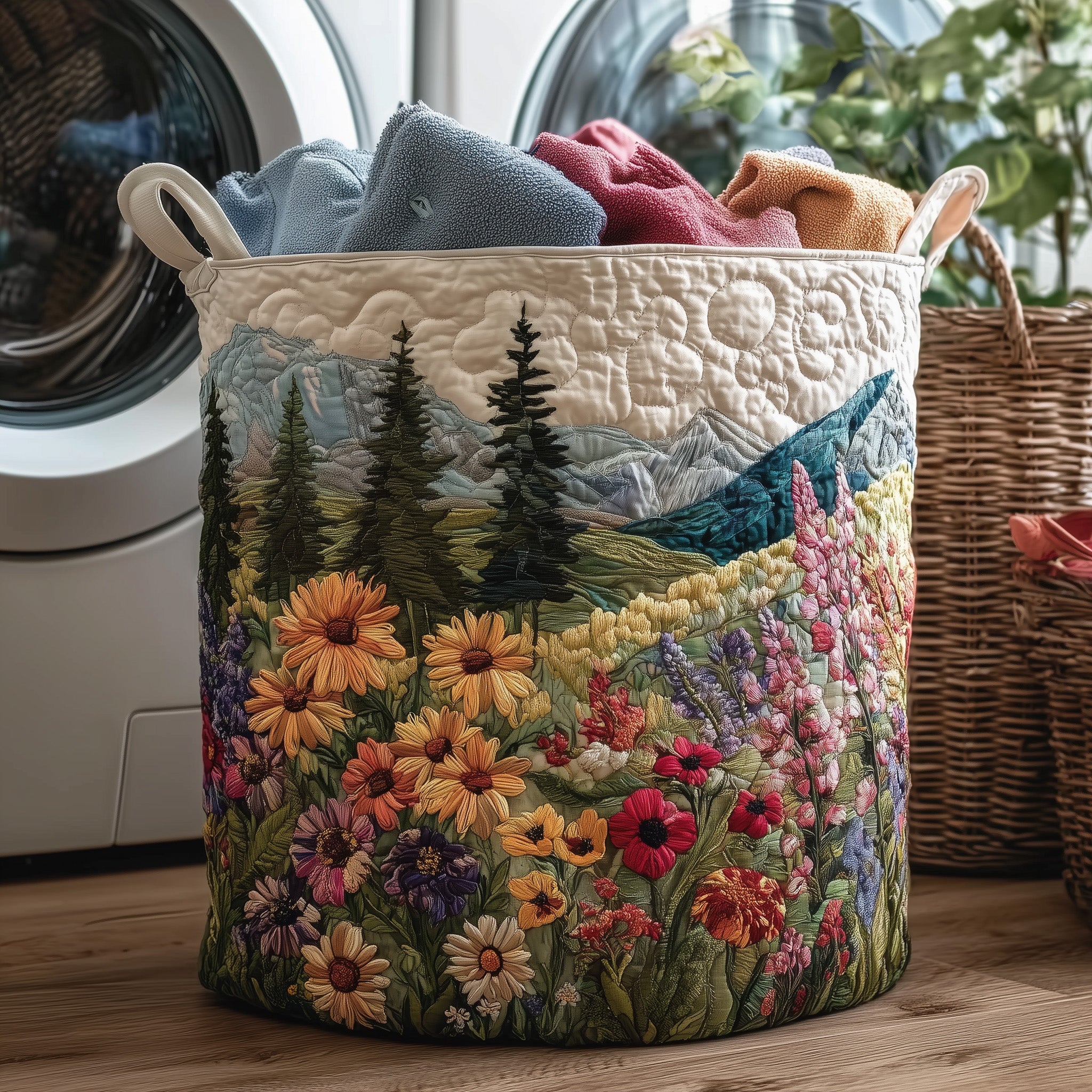 Charming Forest Quilted Laundry Basket Everyday Merch Choice