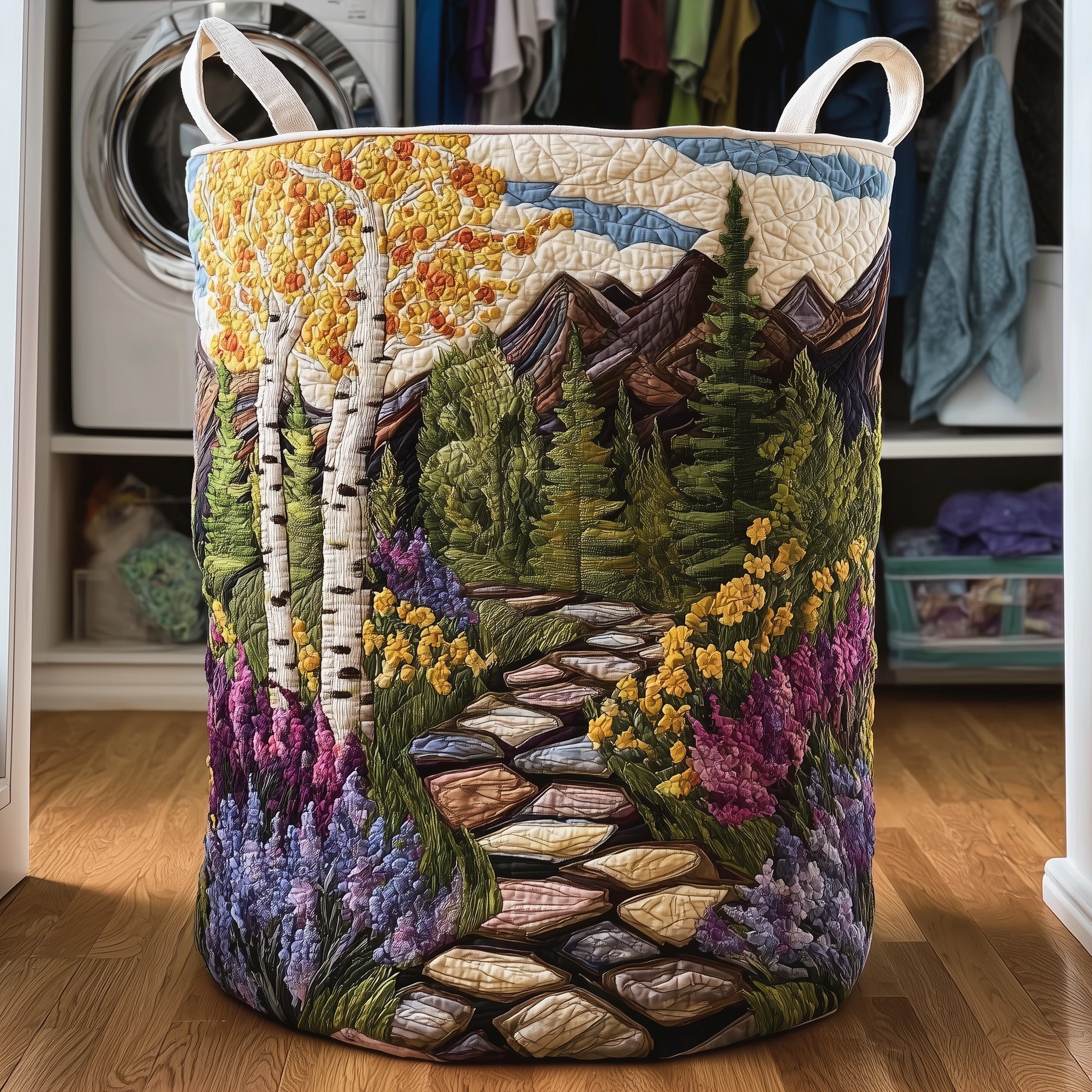 Charming Forest Quilted Laundry Basket New Year Merch Gift