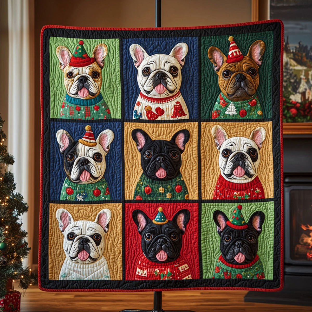Charming French Bulldog Delight Quilted Blanket Gifts For Frenchie Lovers