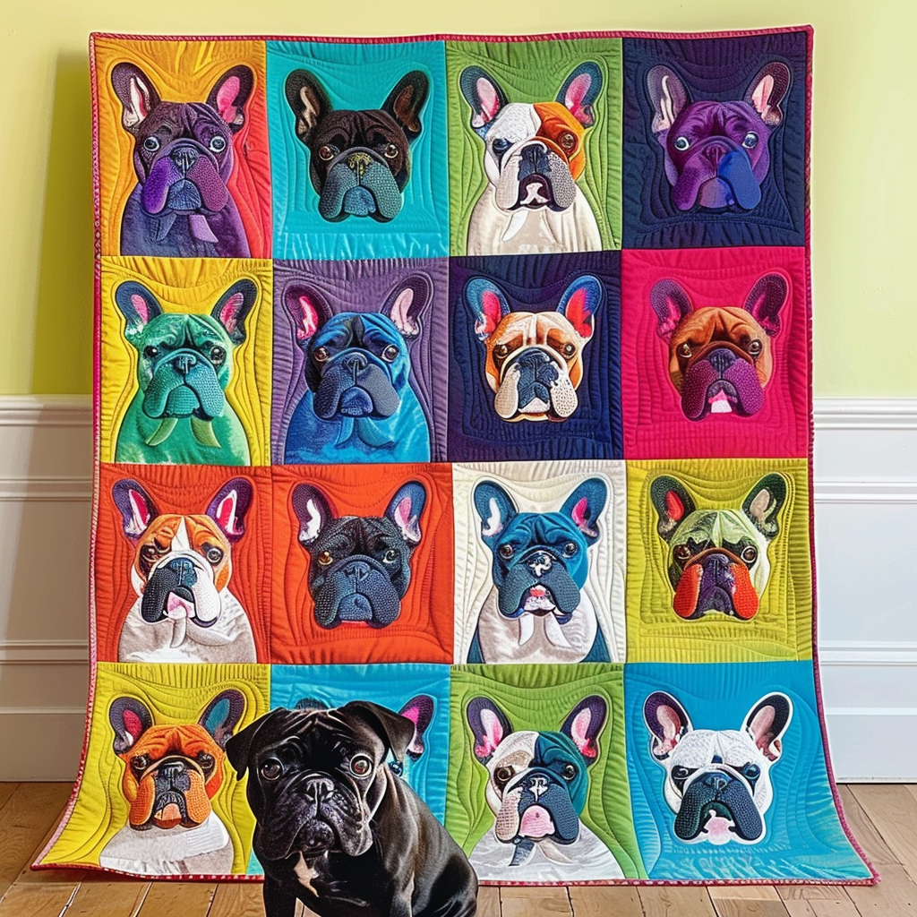 Charming French Bulldog Quilted Blanket Gifts For Frenchie Lovers