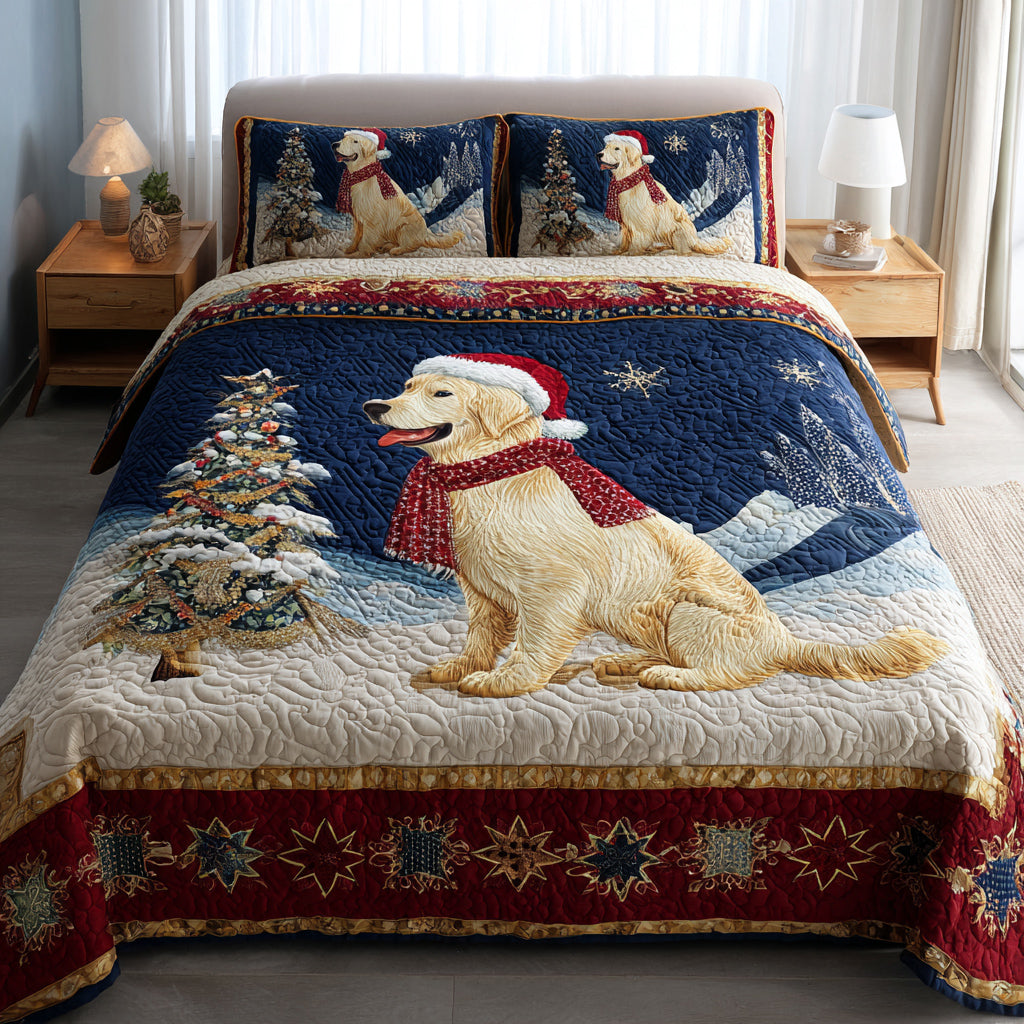 Charming Golden Retriever Quilted Bedding Set Lovely Bedroom Gift Idea for Housewarming
