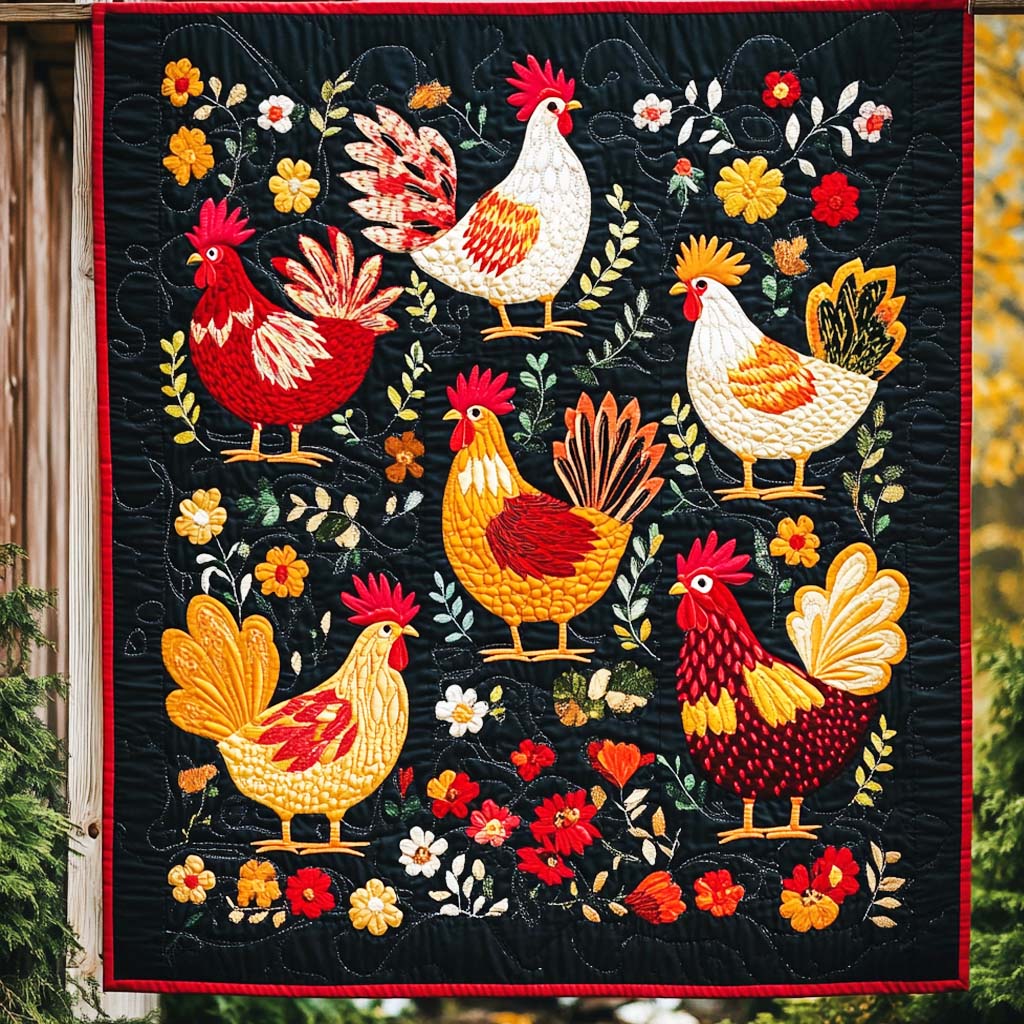 Charming Hens Quilted Blanket Presents For Chicken Love