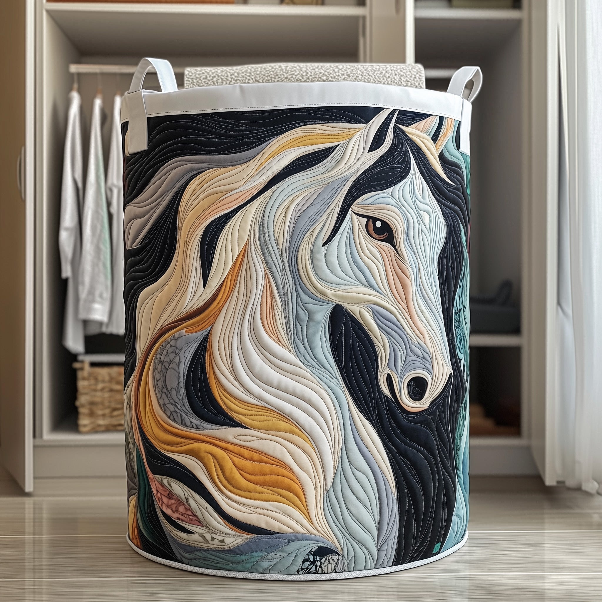 Charming Horse Quilted Laundry Basket Excellent Gift For Her