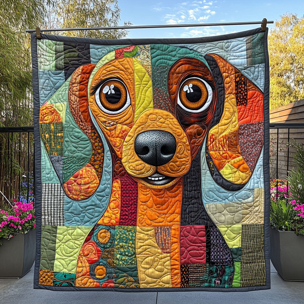 Charming Pooch Quilted Blanket Best Throw Blanket Gifts With Dachshunds On Them