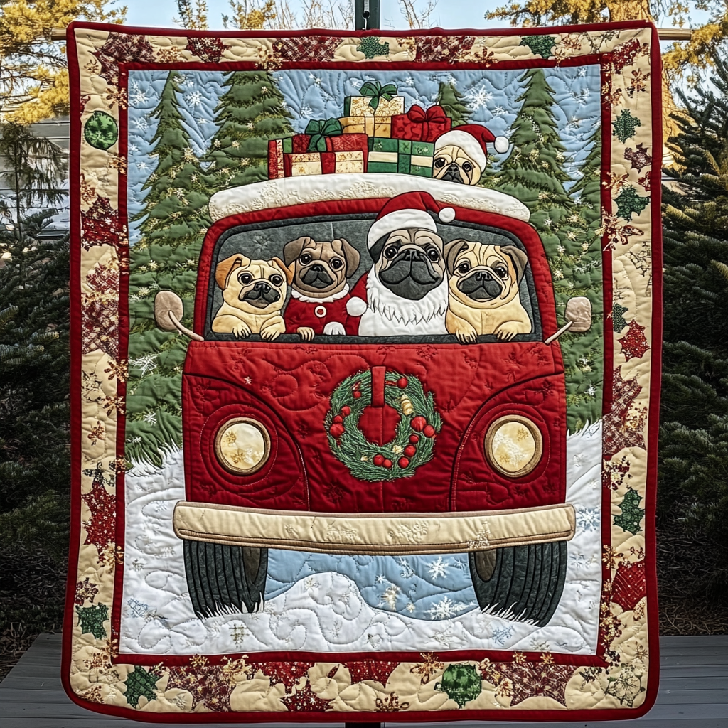 Charming Pug Faces Quilted Blanket Best Gifts For Dog Owners
