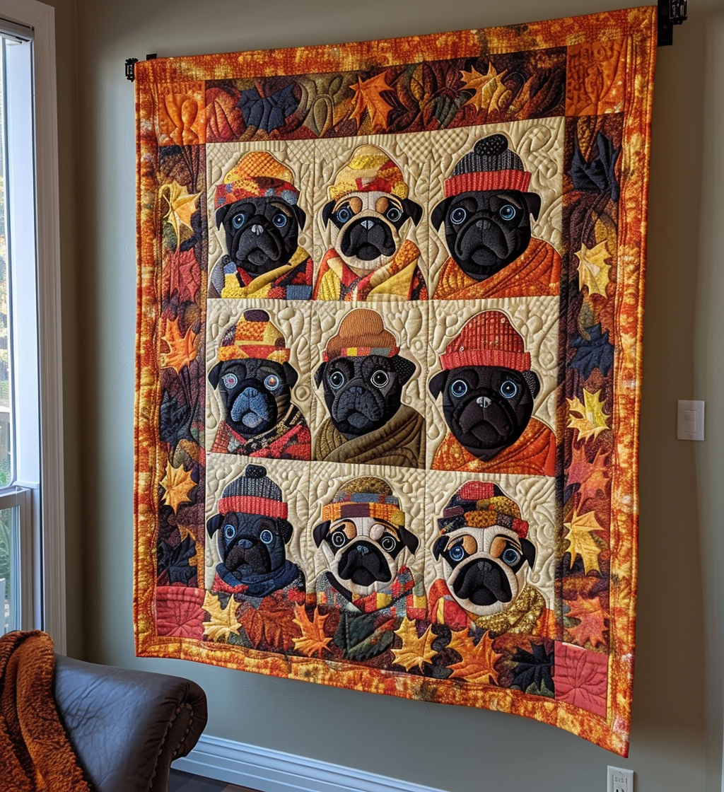Charming Pugs Quilted Blanket Great Dog Christmas Gifts