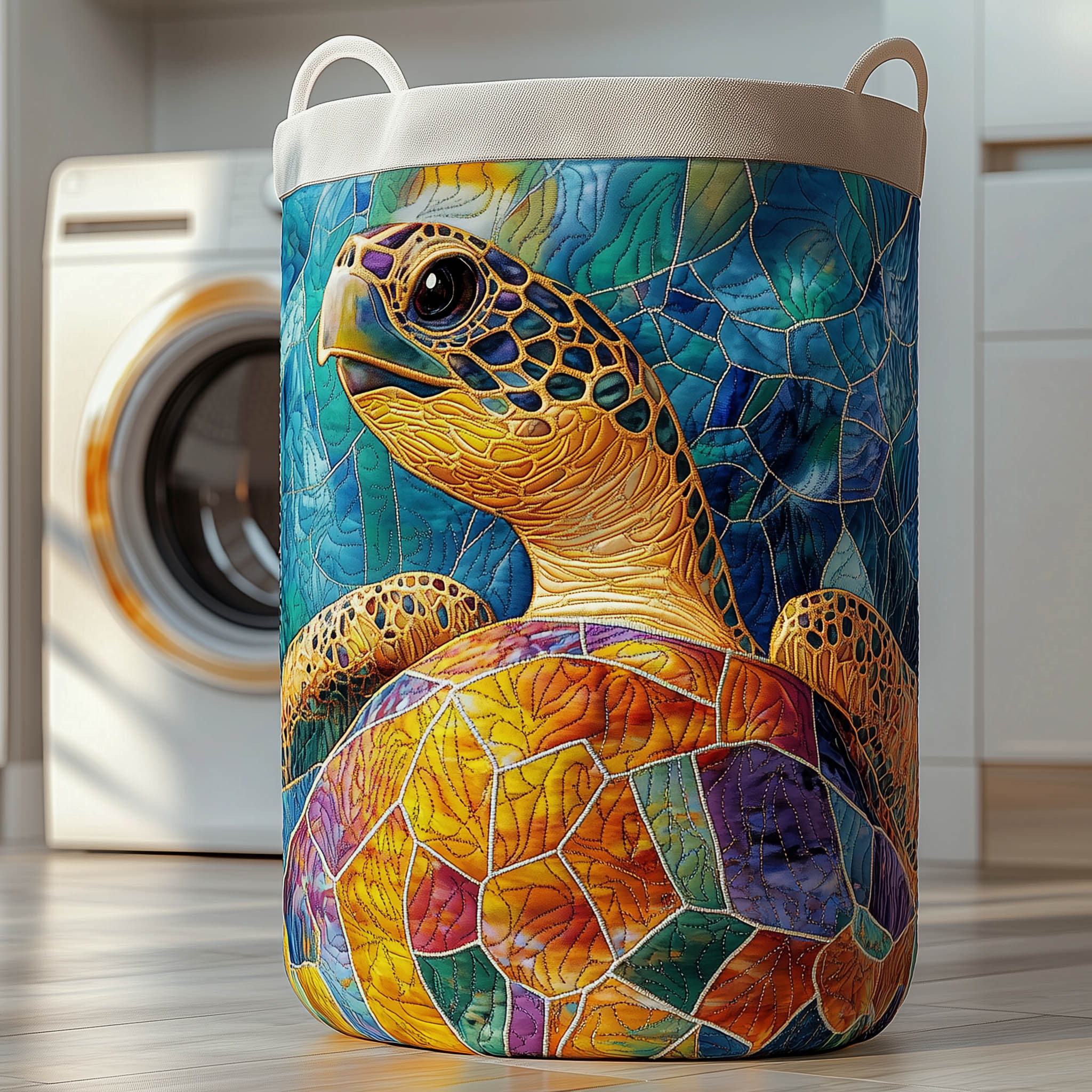 Charming Turtle Quilted Laundry Basket Animal Home Decor Turtle Lover Presents