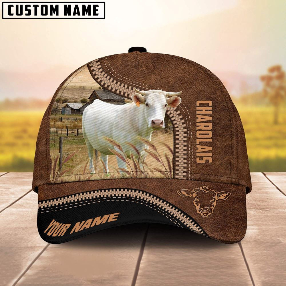 Charolais Cattle Customized Name 3D Printed Cap Farm Cap Farmer Baseball Cap Gift For Farmer