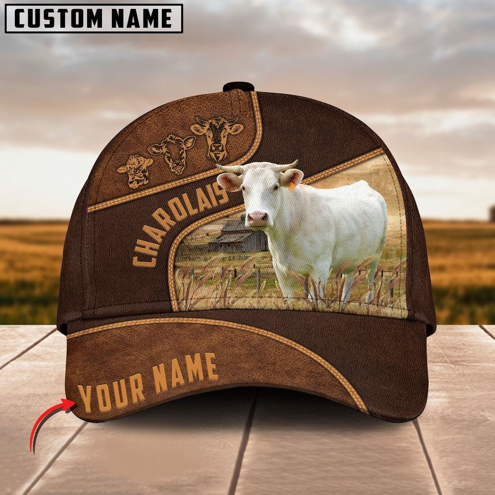 Charolais Cattle Customized Name Brown Cap Farm Cap Farmer Baseball Cap Gift For Farmer