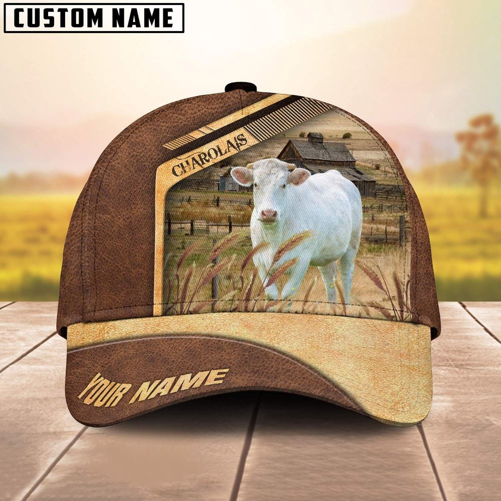 Charolais Cattle Customized Name Brown Farm Cap Farm Cap Farmer Baseball Cap Gift For Farmer