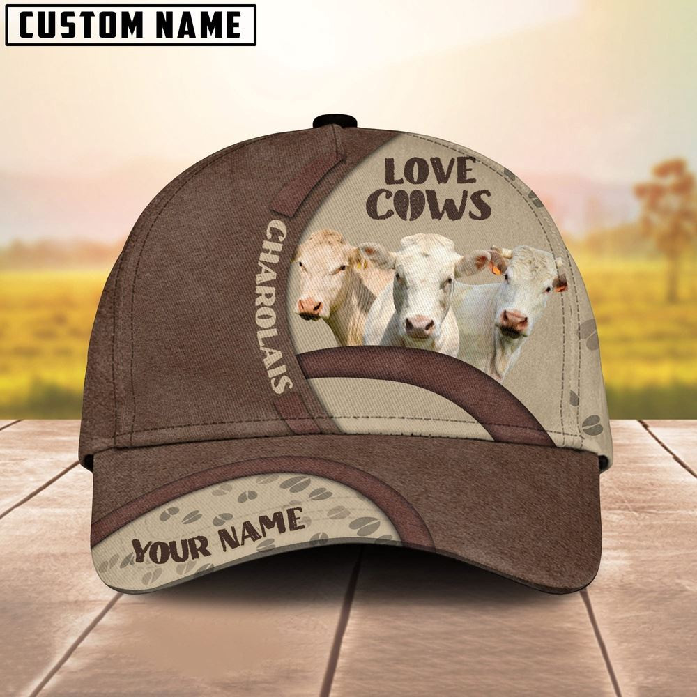 Charolais Cattle Happiness Personalized Name Cap Farmer Baseball Cap Gift For Farmer