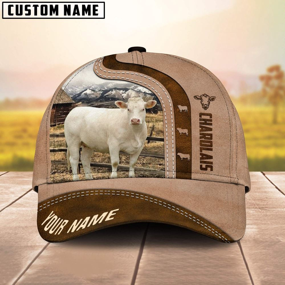Charolais Custom Name Light Brown Cap Farm Cap Farmer Baseball Cap Gift For Farmer
